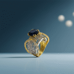 Gold Band With Blue Sapphire Stone