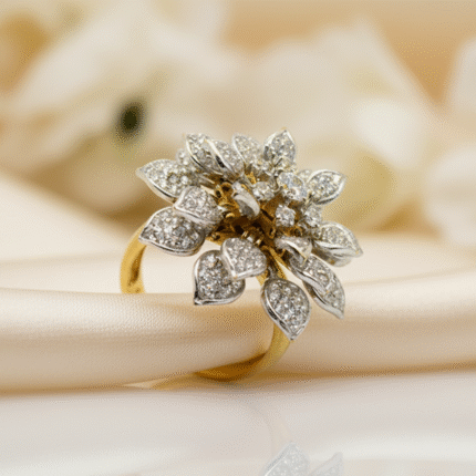 Gold Ring with a 3D moving flower in English style