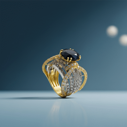 Gold Band With Blue Sapphire Stone