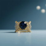 Gold Band With Blue Sapphire Stone