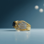 Gold Band With Blue Sapphire Stone