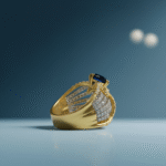 Gold Band With Blue Sapphire Stone