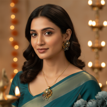 Gold locket with a 3D flower design in Turkish style